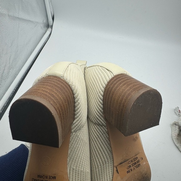 Joie Cream Ribbed Sweater Heeled Booties Size 6.5 - Picture 10 of 16